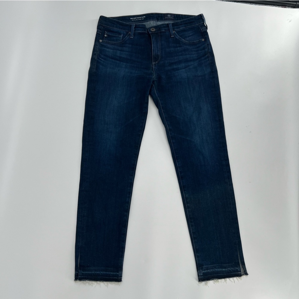 AG Adriano Goldschmied Rough Hem Mid Rise Stevie Capri Jeans Size 27 Women’s